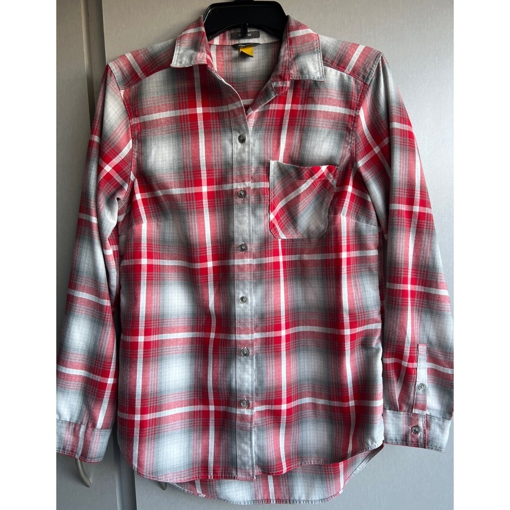 Eddie Bauer Womens S Outdoor Flannel Work Shirt Classic Fit Plaid Comfort